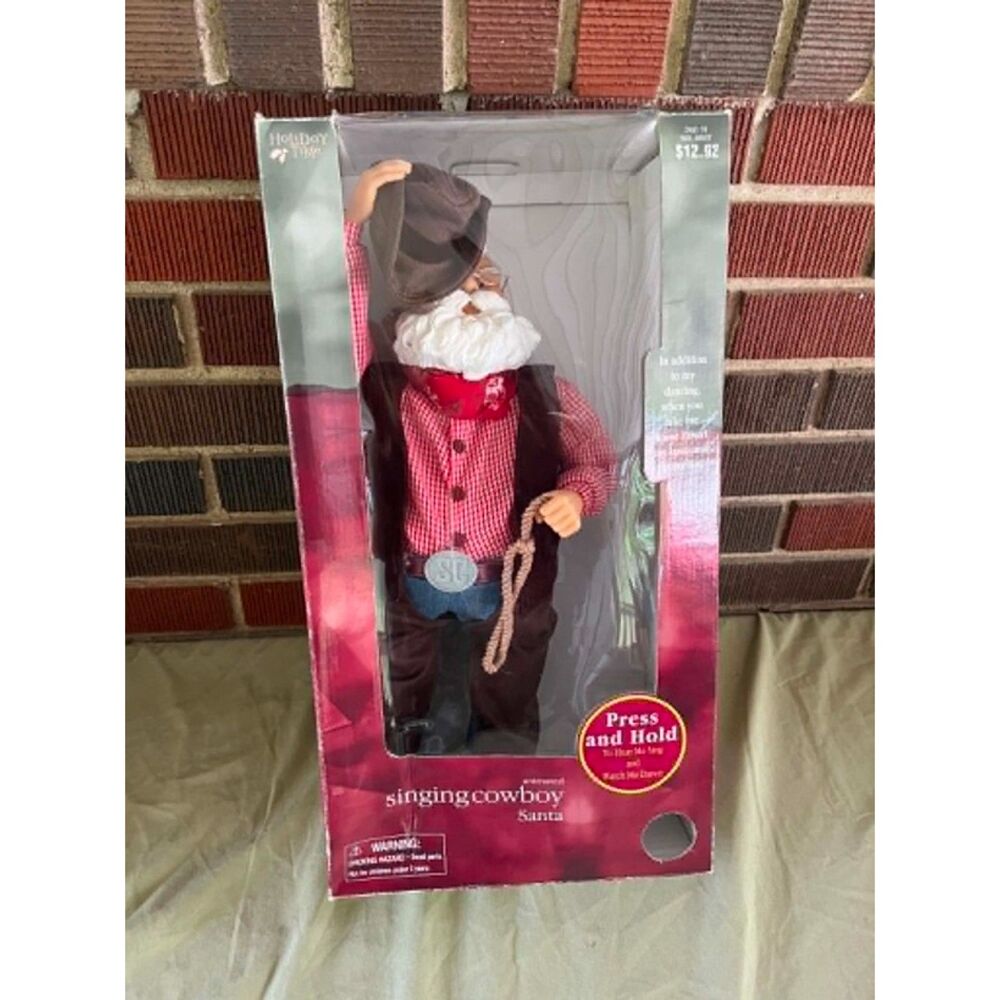 Holiday Time animated Singing Cowboy Santa TESTED WORKS